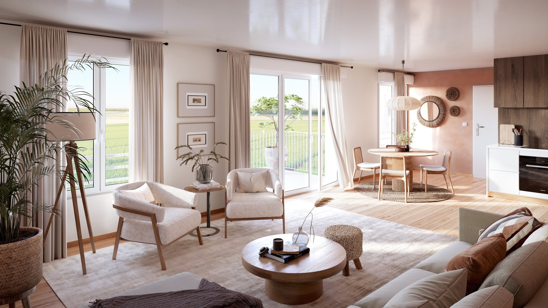 Intérieur d'un appartement de la résidence Convergence